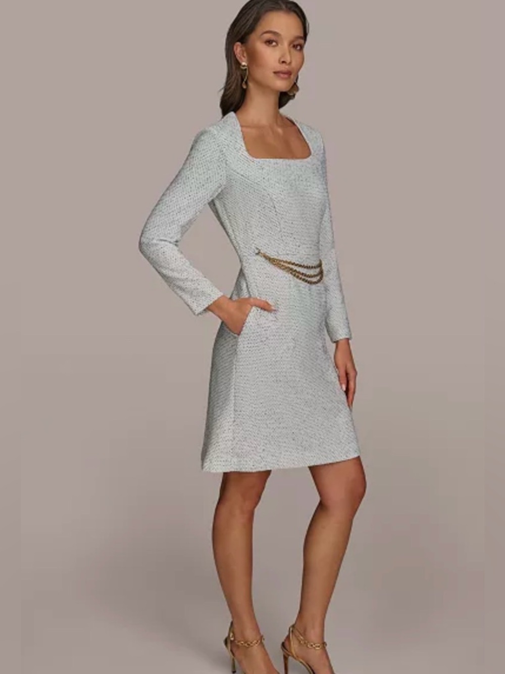 ⭐️NWT Donna Karen Square Neck Chain Dress⭐️